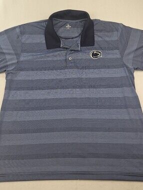 KA Knights Penn State Shirt Sleeve Blue Striped Golf Polo Shirt Size XL
